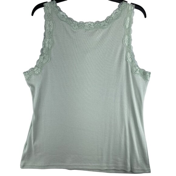 Style & Co. Womens Size Large Scallop Tank Top Enchant Mint - Picture 2 of 9